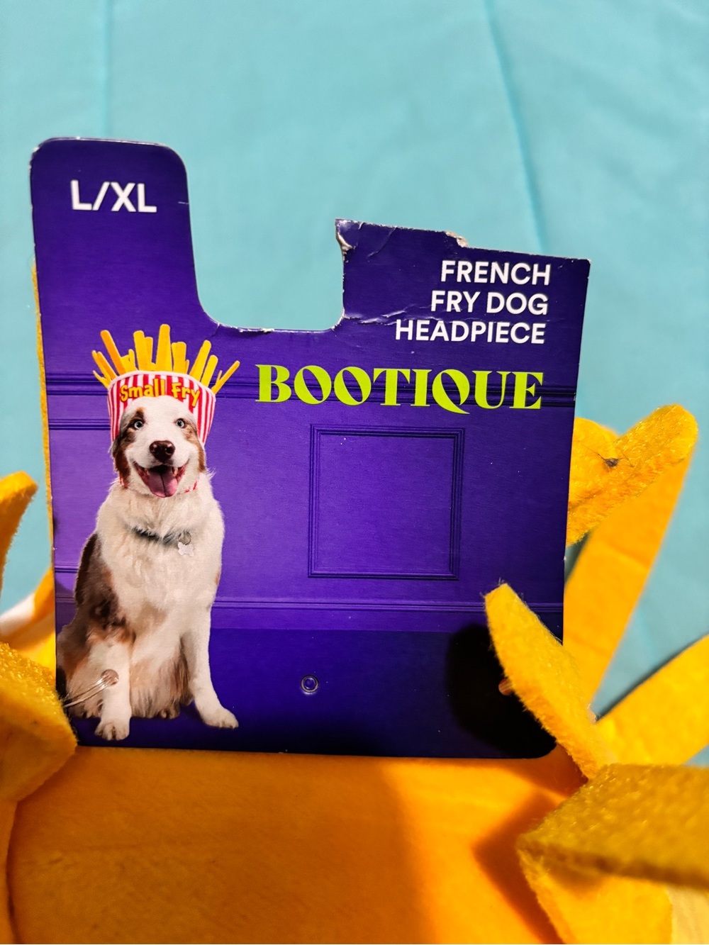Bootique Yellow French Fry Dog Headpiece L/XL
